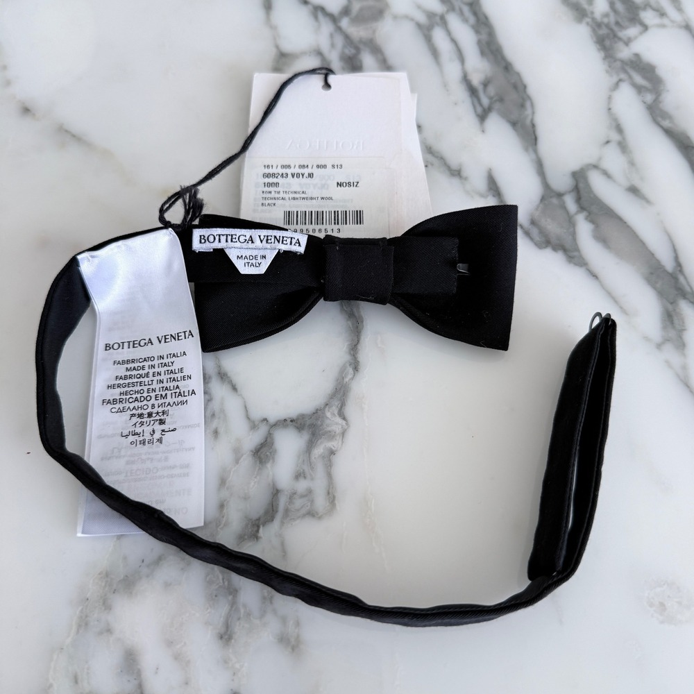 Bottega Veneta Wool Poly Black Bow tie, adjustable sizing, with tags